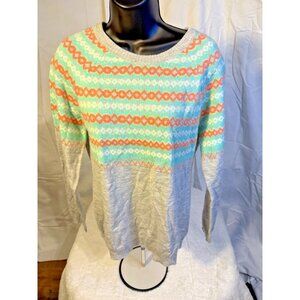 Ski Bunny Sweater Soft Gray Teal Womens Size XL Y2K Vintage  Granny Vibes